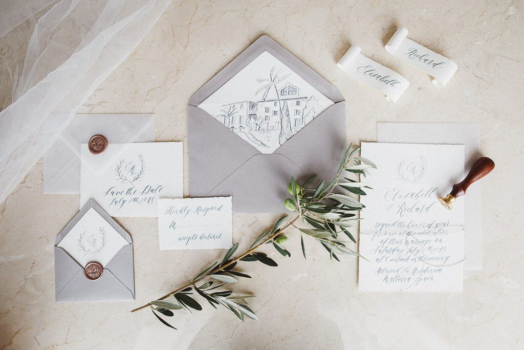 Hochzeitspapeterie auf Büttenpapier- Hochzeit auf Mallorca