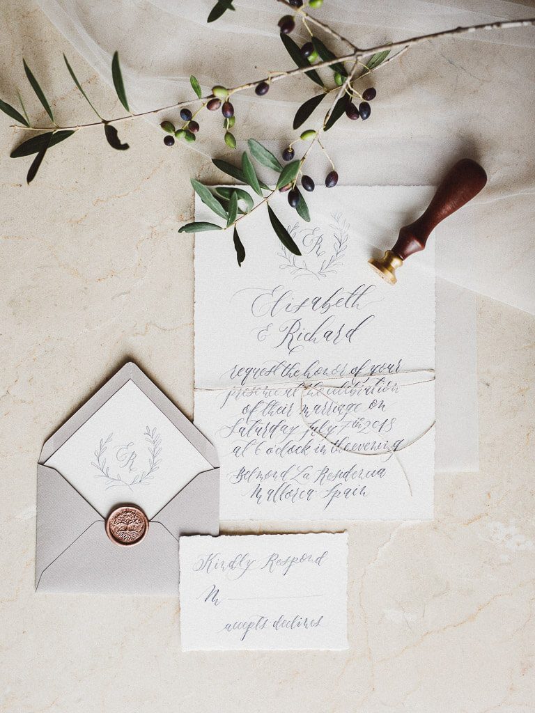 mediterranean stationery grey- Mallorca Wedding