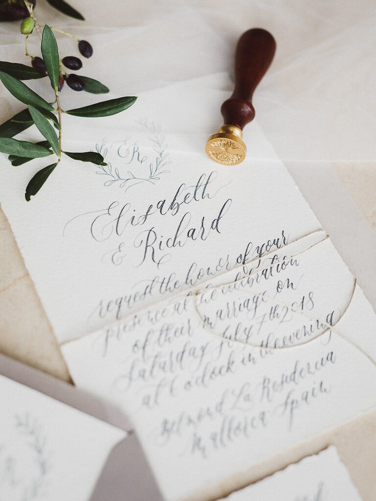 Hochzeitseinladungen auf Büttenpapier- Hochzeit auf Mallorca