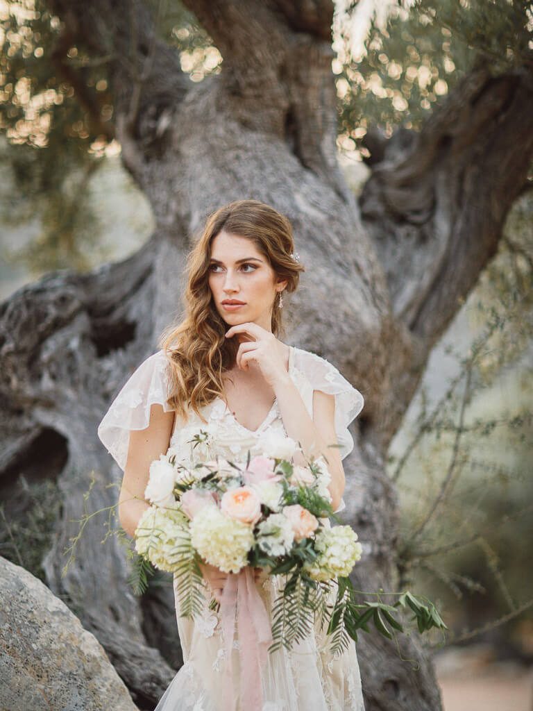 Weißer Brautstrauß- Hochzeit auf Mallorca Belmond La Residencia