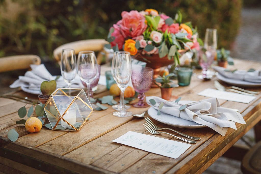 Tischdeko Hochzeit Finca Biniagual Mallorca