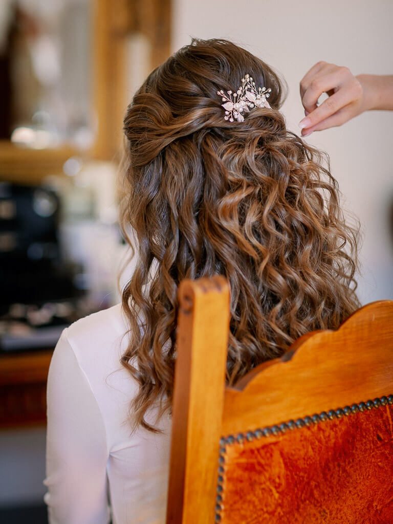 Brautfrisur offen Locken - Hochzeit Schloss Machern