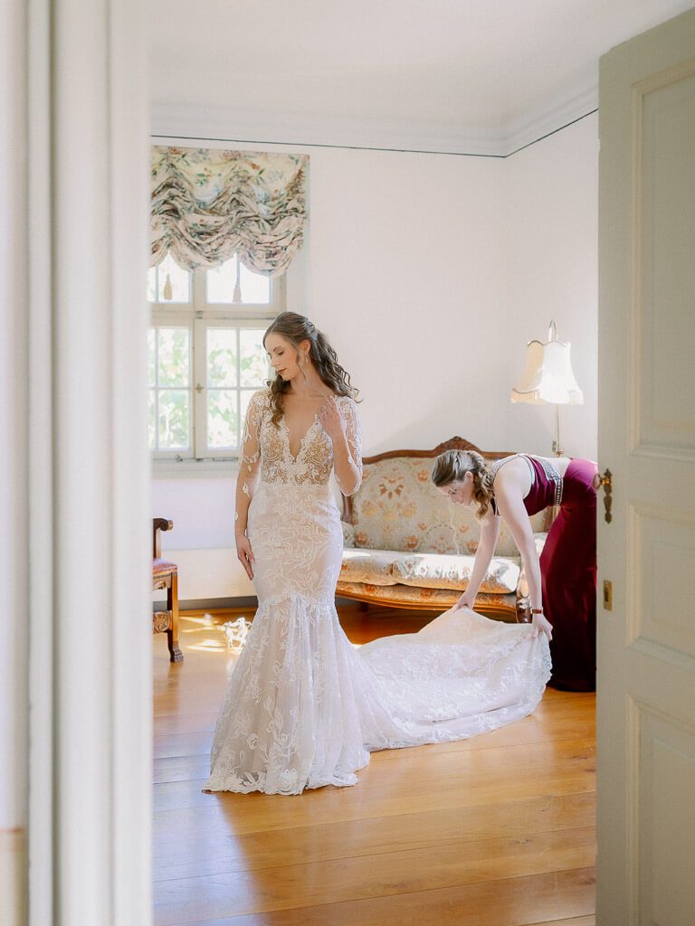 Fotoshooting der Braut - Hochzeit Schloss Machern